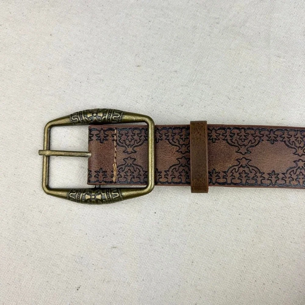 Vintage style brown american western floral rustic boho belt